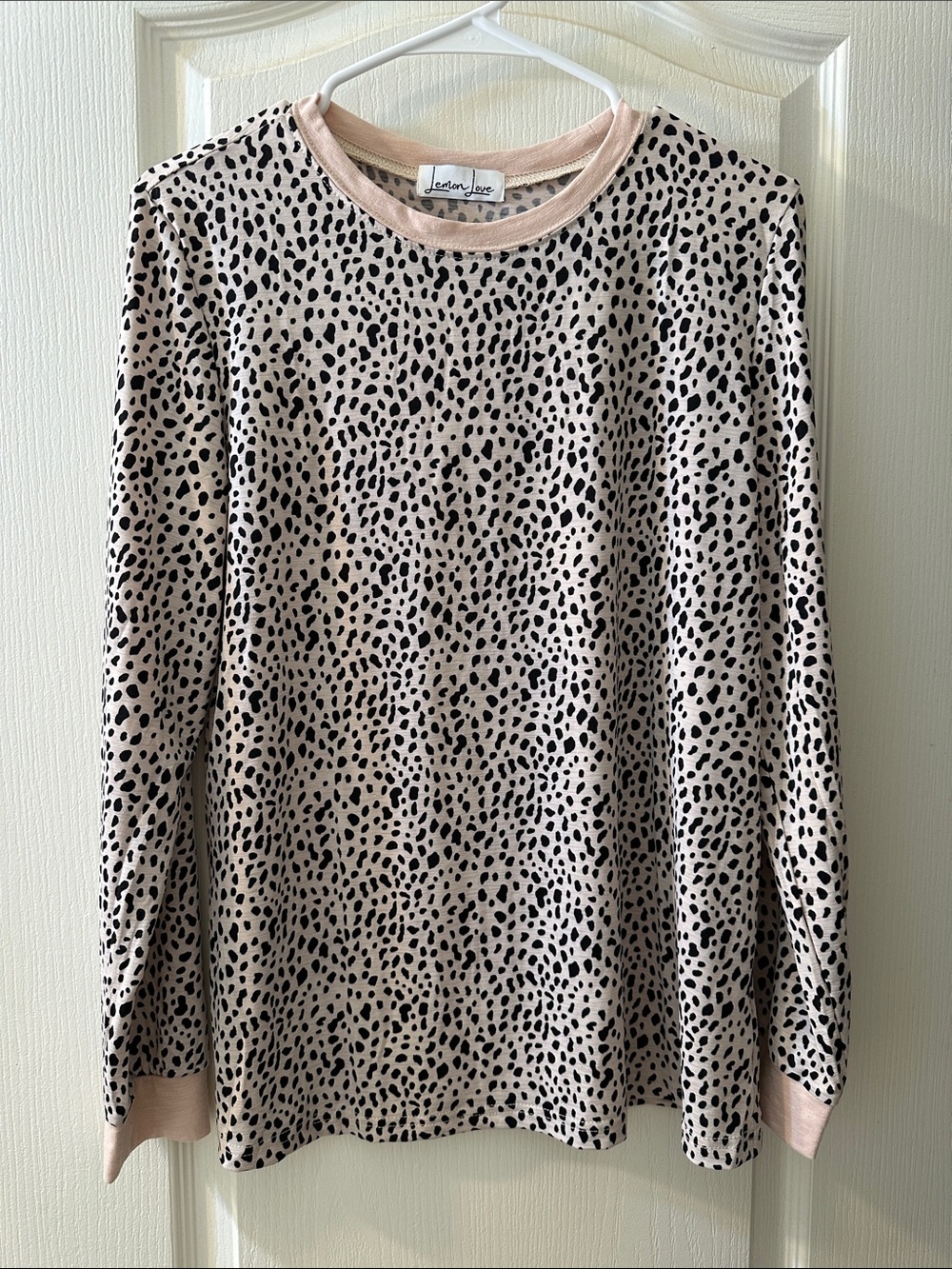 Taupe Long-Sleeve Dot Animal Print Tee